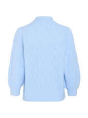 Kaffe Blue KArita 3/4 Sleeve High Neck Pullover Jumper - Image 5 of 5
