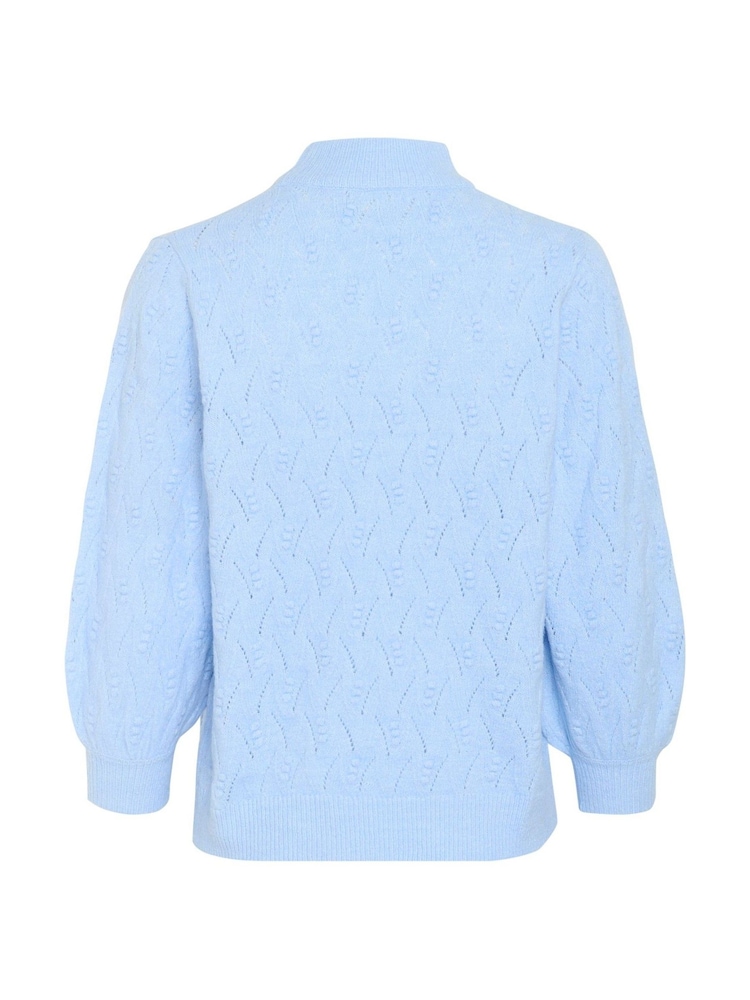 Kaffe Blue KArita 3/4 Sleeve High Neck Pullover Jumper - Image 5 of 5