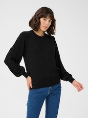 Kaffe Regular Fit KAkaren Beaded Pullover Jumper - Image 1 of 5