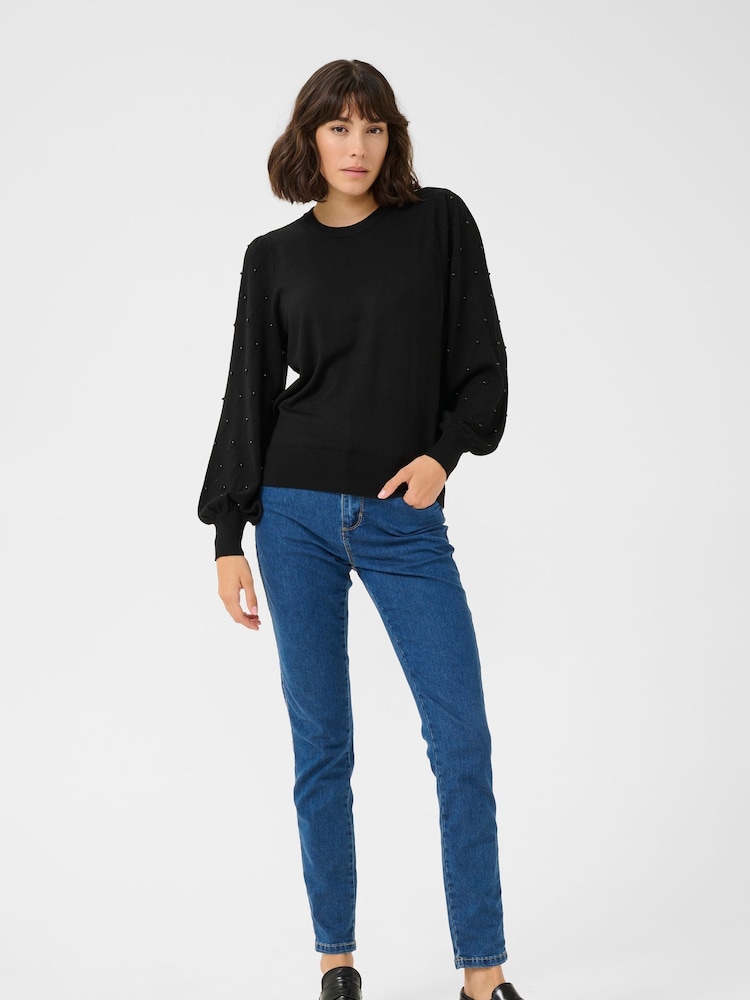 Kaffe Regular Fit KAkaren Beaded Pullover Jumper - Image 2 of 5