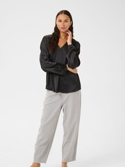 Kaffe KAlana Satin Long Sleeves V-Neck Blouse - Image 2 of 5