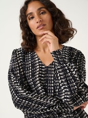Kaffe KAalice V-Neck Long Sleeve Black Blouse - Image 3 of 5