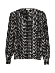 Kaffe KAalice V-Neck Long Sleeve Black Blouse - Image 4 of 5