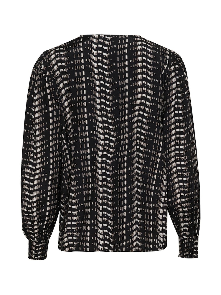 Kaffe KAalice V-Neck Long Sleeve Black Blouse - Image 5 of 5
