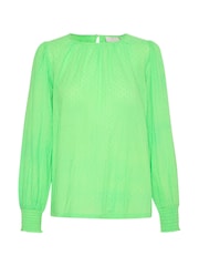 Kaffe Green KAroca Long Sleeve Swiss Dot 100% Cotton Blouse - Image 5 of 6