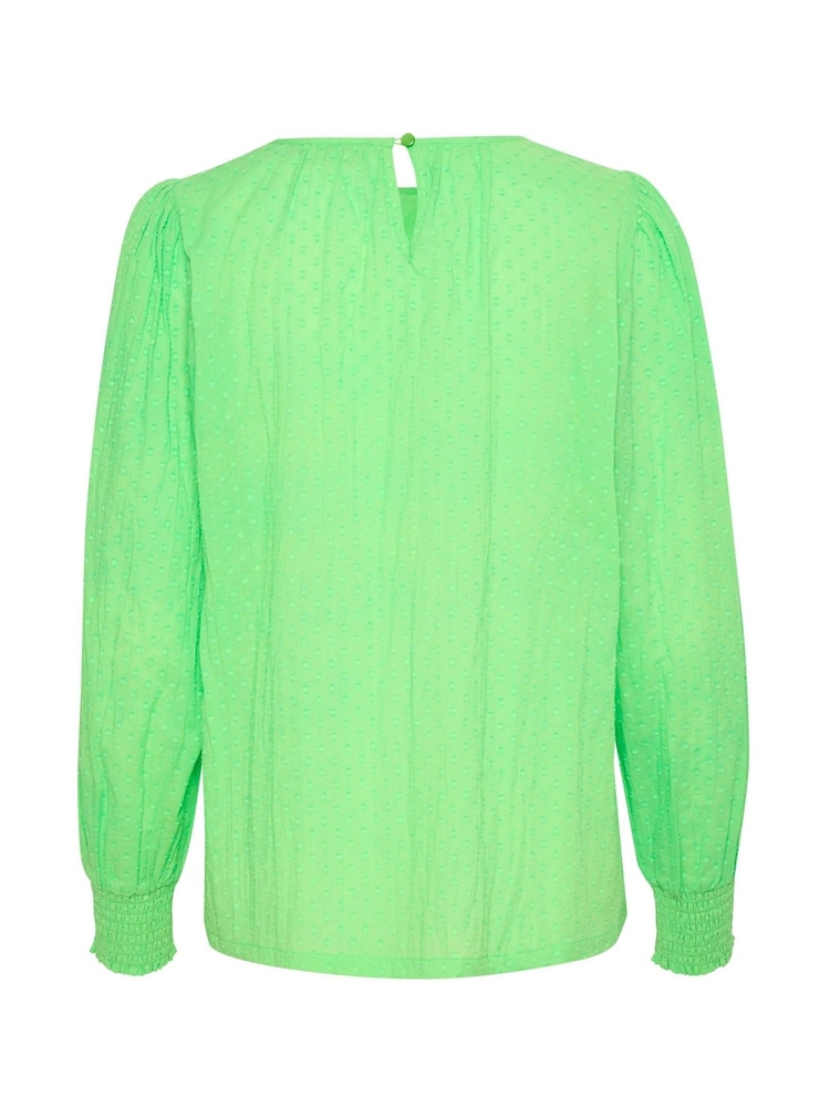 Kaffe Green KAroca Long Sleeve Swiss Dot 100% Cotton Blouse - Image 6 of 6