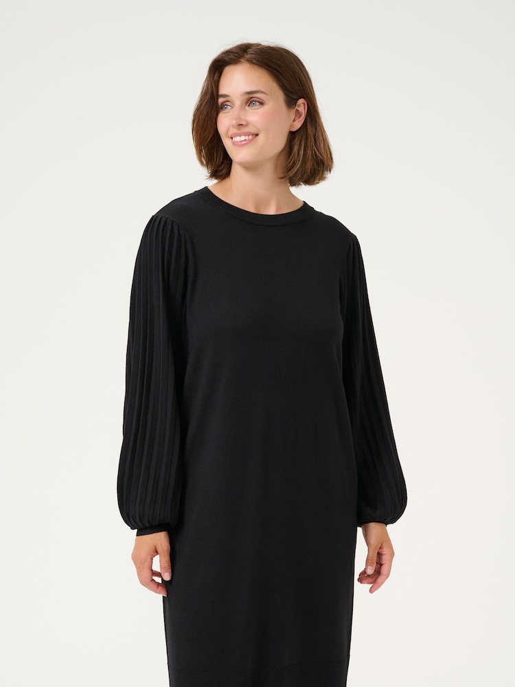 Kaffe Kalone Knit Round Neck Knee Length Dress - Image 1 of 5