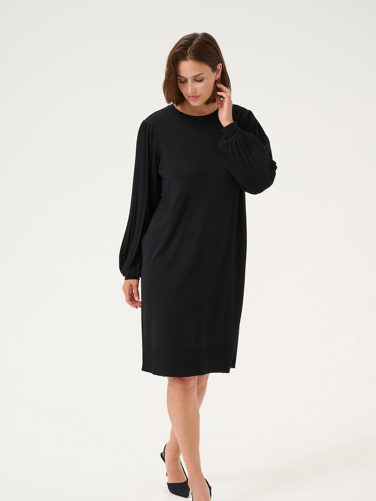 Kaffe Kalone Knit Round Neck Knee Length Dress - Image 2 of 5