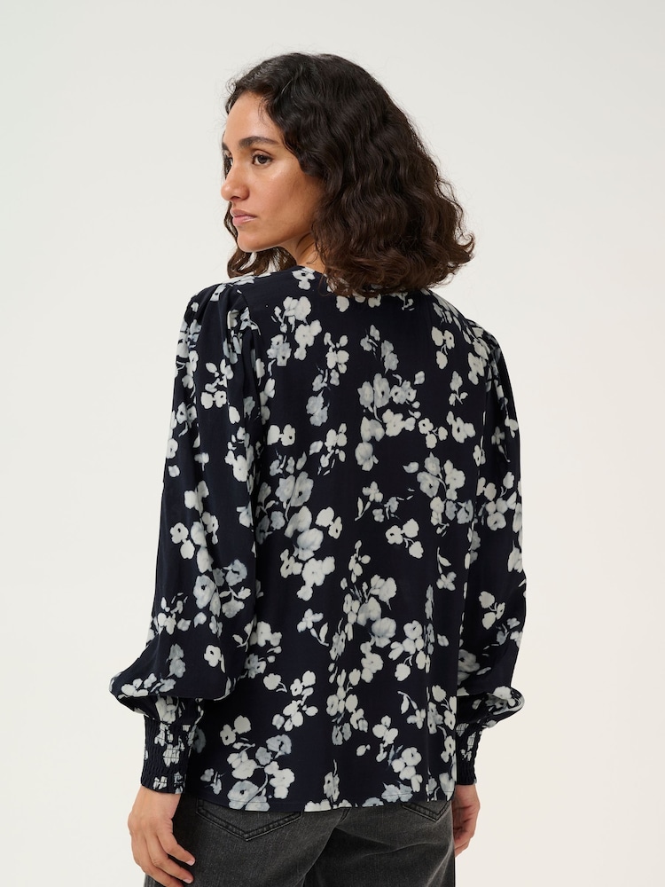 Kaffe Blue KAalice V-Neck Long Sleeve Blouse - Image 2 of 6