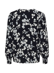 Kaffe Blue KAalice V-Neck Long Sleeve Blouse - Image 6 of 6