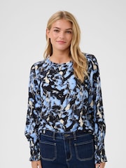 Kaffe KAlura Long Sleeve Printed Black Blouse - Image 1 of 5