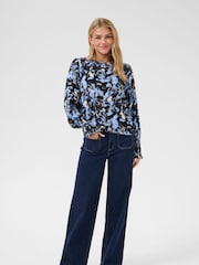Kaffe KAlura Long Sleeve Printed Black Blouse - Image 2 of 5