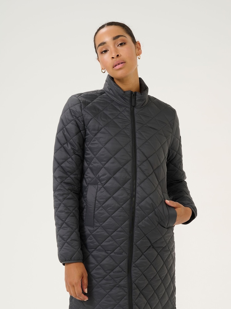 Kaffe KAloreen Quilted Zipper Long Jacket - Image 1 of 6