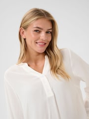Kaffe White KAmathilde Notch Neck Long Sleeve Blouse - Image 1 of 5
