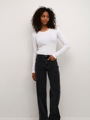 Kaffe KAcarna Long Sleeve Round Neck White T-Shirt - Image 2 of 6