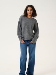 Kaffe Casual Fit Grey KArue Open Back Pullover Jumper - Image 3 of 6