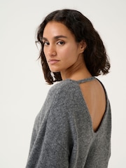 Kaffe Casual Fit Grey KArue Open Back Pullover Jumper - Image 4 of 6