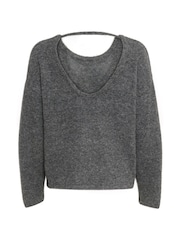 Kaffe Casual Fit Grey KArue Open Back Pullover Jumper - Image 5 of 6