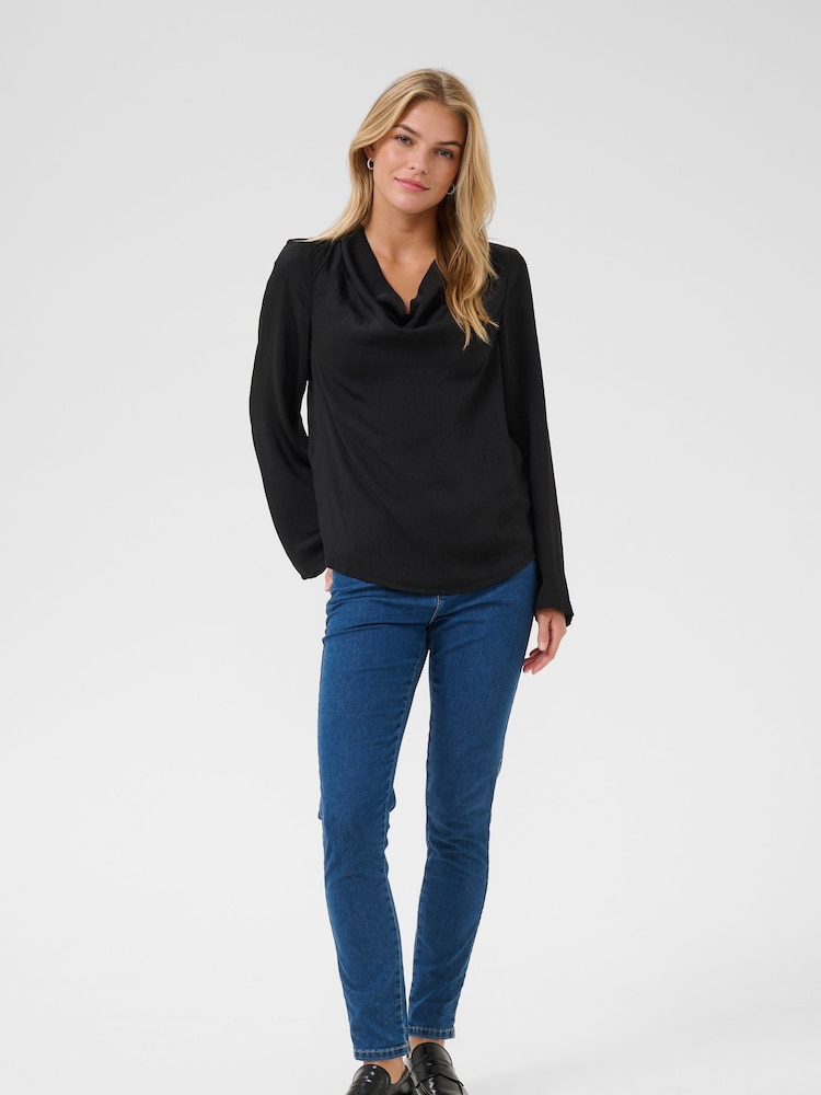 Kaffe KAariel Cowl Neck Long Sleeve Blouse - Image 2 of 4 Kaffe KAariel Cowl Neck Long Sleeve Blouse - Image 2 of 4