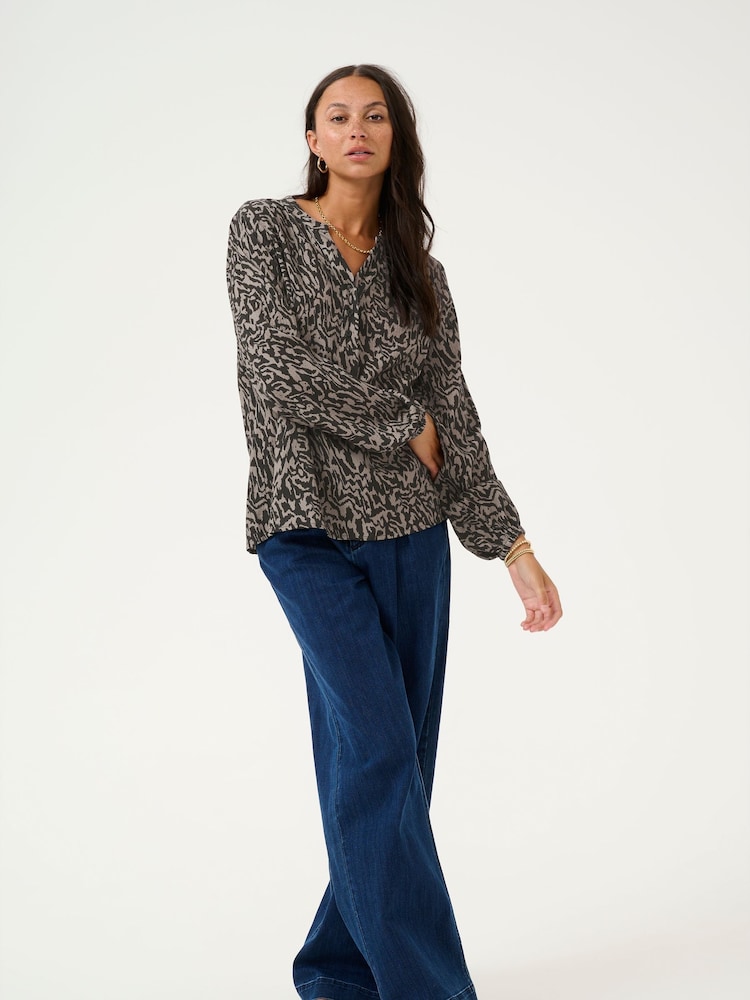 Kaffe KAmathilde Notch Neck Long Sleeve Blouse - Image 3 of 6