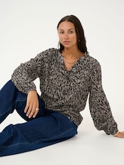Kaffe KAmathilde Notch Neck Long Sleeve Blouse - Image 4 of 6