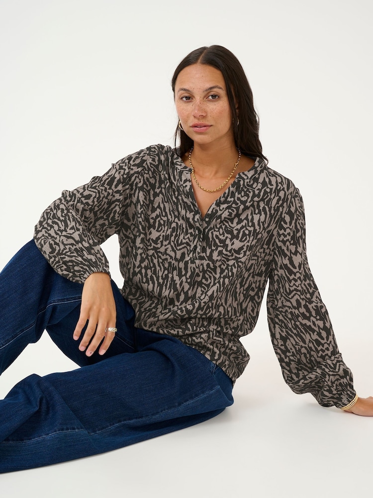 Kaffe KAmathilde Notch Neck Long Sleeve Blouse - Image 4 of 6