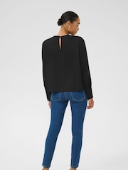 Kaffe KAbonita Long Sleeve Round Neck Black Blouse - Image 2 of 6