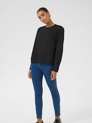 Kaffe KAbonita Long Sleeve Round Neck Black Blouse - Image 3 of 6