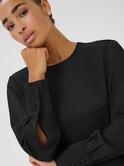 Kaffe KAbonita Long Sleeve Round Neck Black Blouse - Image 4 of 6