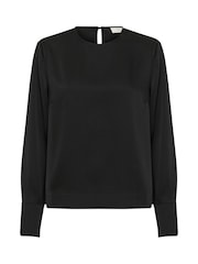 Kaffe KAbonita Long Sleeve Round Neck Black Blouse - Image 5 of 6