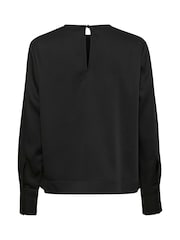 Kaffe KAbonita Long Sleeve Round Neck Black Blouse - Image 6 of 6
