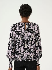Kaffe KAlura Long Sleeve Printed Black Blouse - Image 2 of 6