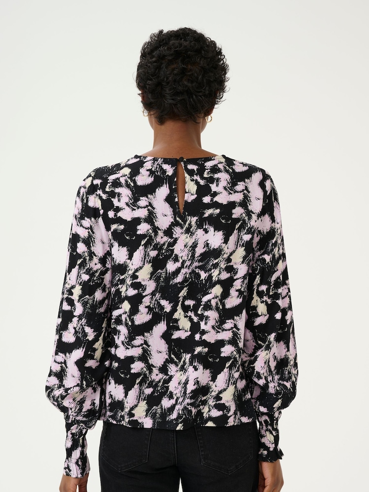 Kaffe KAlura Long Sleeve Printed Black Blouse - Image 2 of 6