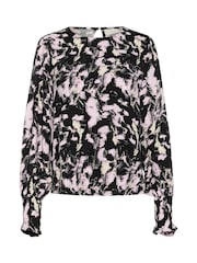 Kaffe KAlura Long Sleeve Printed Black Blouse - Image 5 of 6