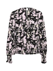 Kaffe KAlura Long Sleeve Printed Black Blouse - Image 6 of 6