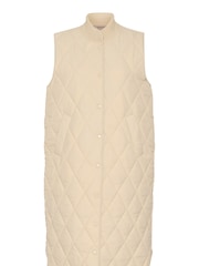 Kaffe Cream Kalorena Quilted Button Long Gilet - Image 3 of 4