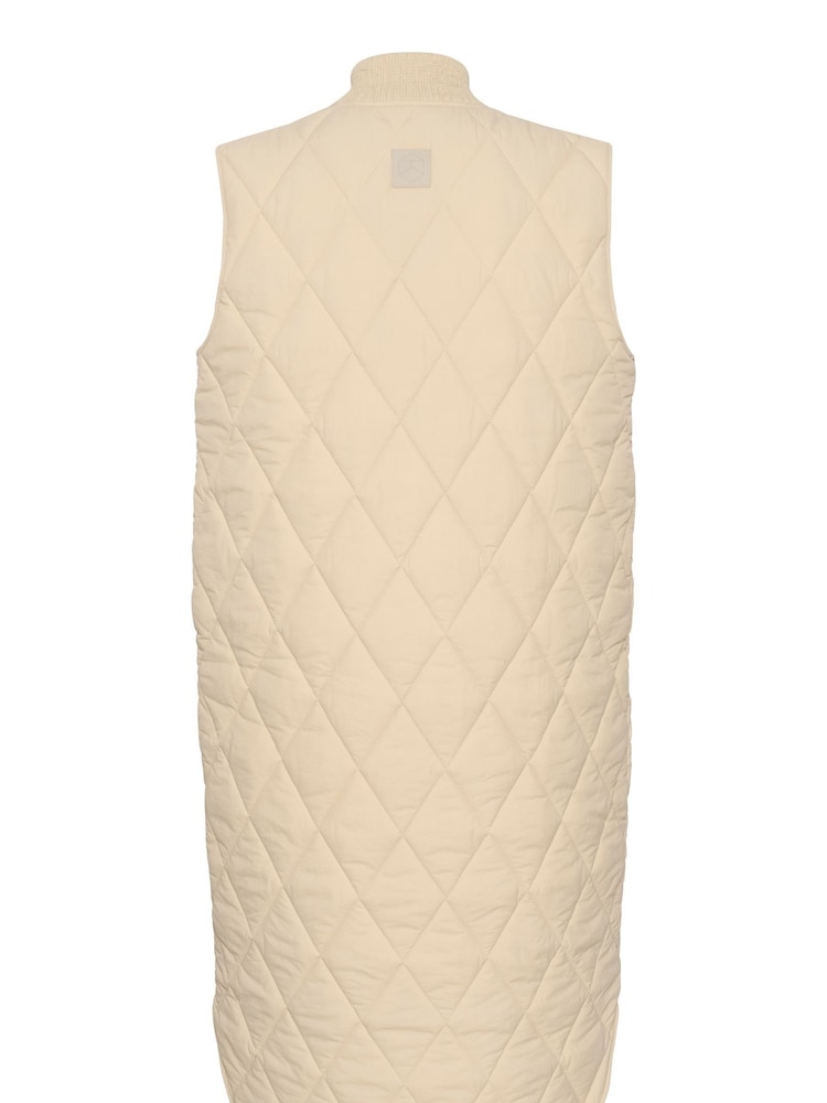 Kaffe Cream Kalorena Quilted Button Long Gilet - Image 4 of 4