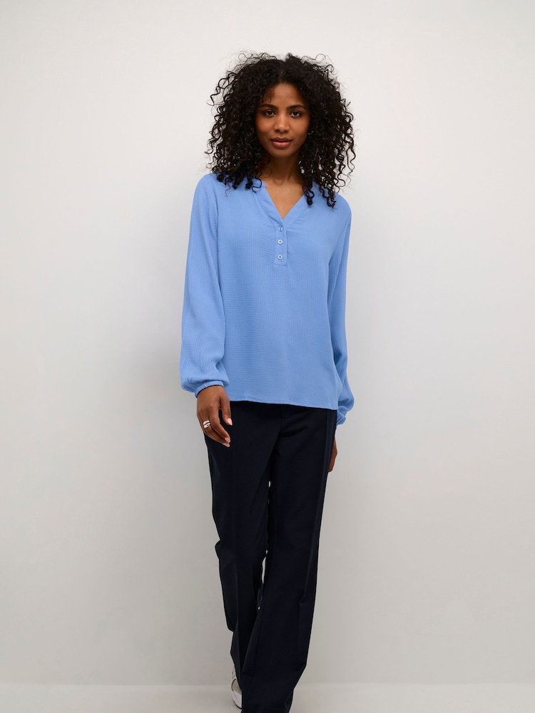 Kaffe KAmathilde Notch Neck Long Sleeve Blouse - Image 3 of 6