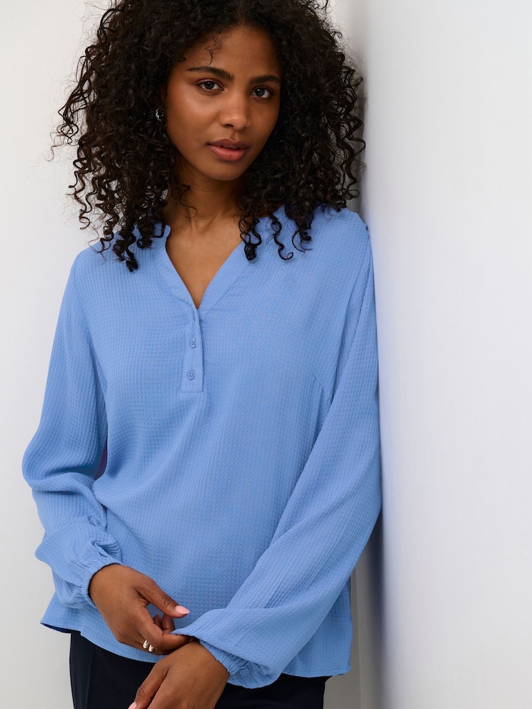 Kaffe KAmathilde Notch Neck Long Sleeve Blouse - Image 4 of 6