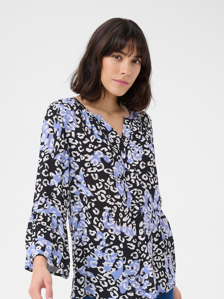 Kaffe KAlea 3/4 Sleeve Ruffle Printed Blouse - Image 1 of 6