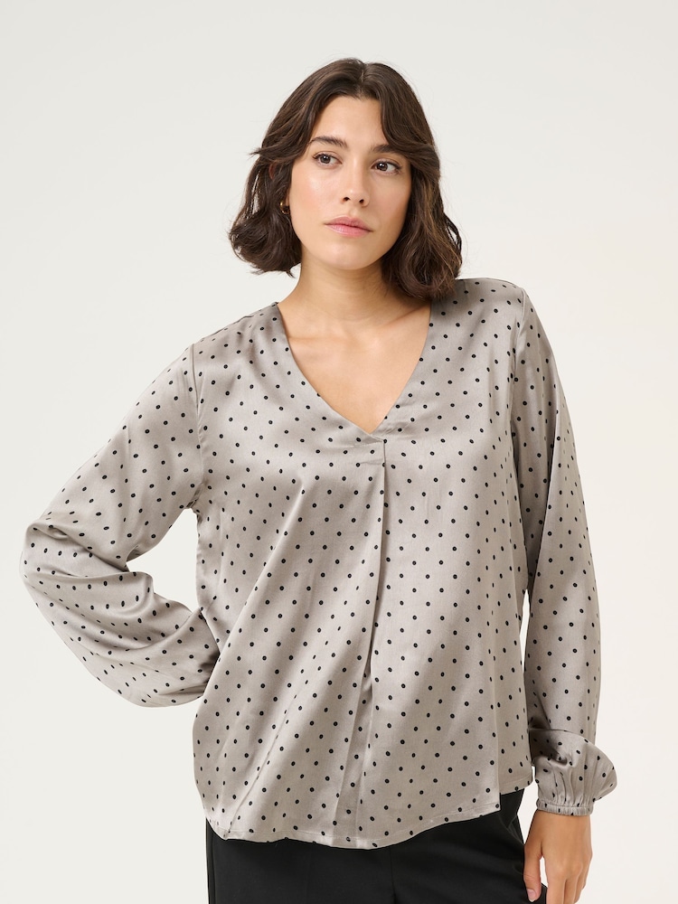 Kaffe KAluna V-Neck Long Sleeve Printed Blouse - Image 1 of 5 Kaffe KAluna V-Neck Long Sleeve Printed Blouse - Image 1 of 5