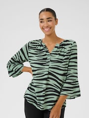 Kaffe KAlea 3/4 Sleeve Ruffle Printed Blouse - Image 1 of 5