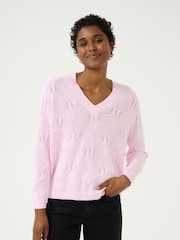 Kaffe Regular Fit Pink KAcharlie V-Neck Pullover Jumper - Image 1 of 6