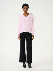 Kaffe Regular Fit Pink KAcharlie V-Neck Pullover Jumper - Image 3 of 6