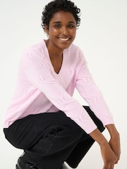 Kaffe Regular Fit Pink KAcharlie V-Neck Pullover Jumper - Image 4 of 6