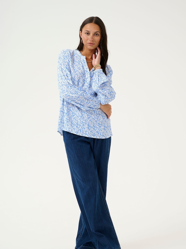 Kaffe KAmathilde Notch Neck Long Sleeve Blouse - Image 3 of 6