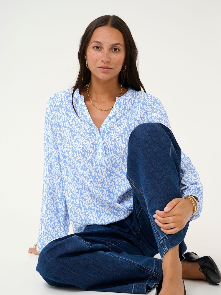 Kaffe KAmathilde Notch Neck Long Sleeve Blouse - Image 4 of 6