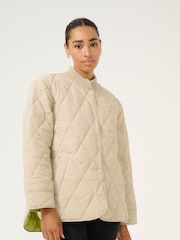 Kaffe Grey KAlorena Quilted Button Boxy Fit Jacket - Image 1 of 6