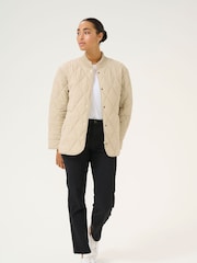 Kaffe Grey KAlorena Quilted Button Boxy Fit Jacket - Image 3 of 6