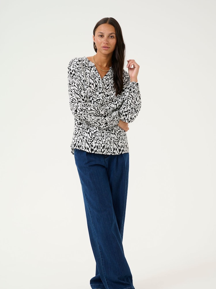 Kaffe KAmathilde Notch Neck Long Sleeve Blouse - Image 3 of 6
